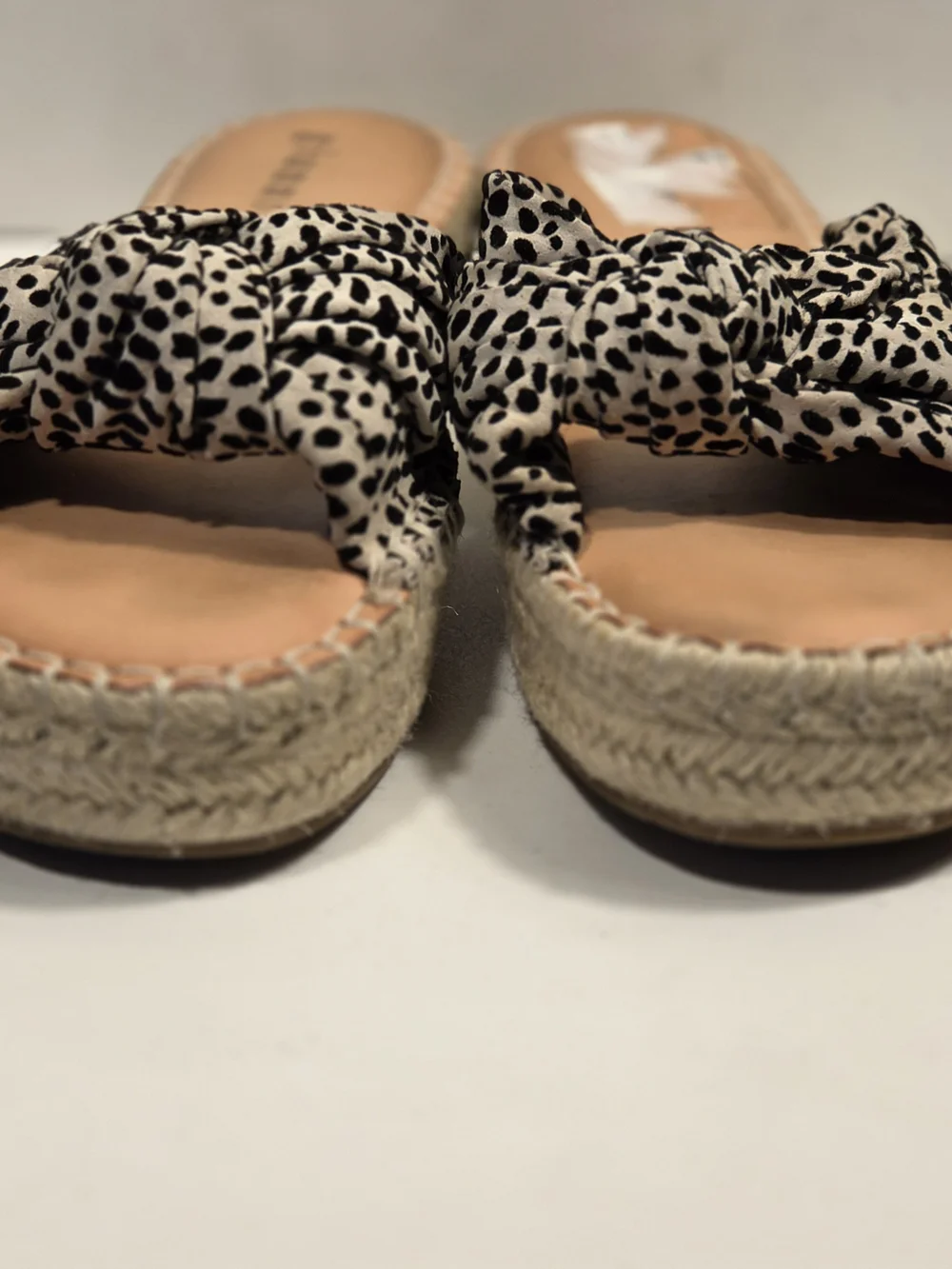 Gianni Bini Ivory Black Spot Knot Espadrille Slide